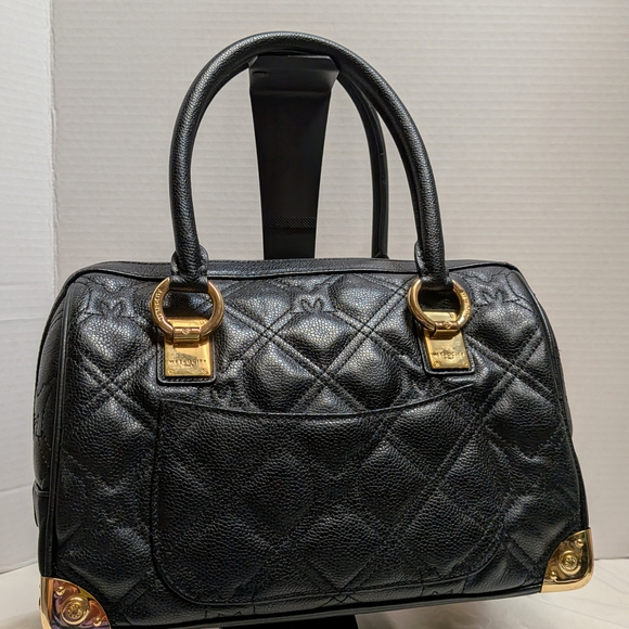 M-Brand Black Quilted Satchel with Red and Mint Stripe - Picture 7 of 13
